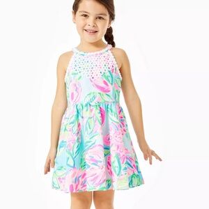Lilly Pulitzer Totally Blossom LITTLE KINLEY DRESS Fit Flare Twirl